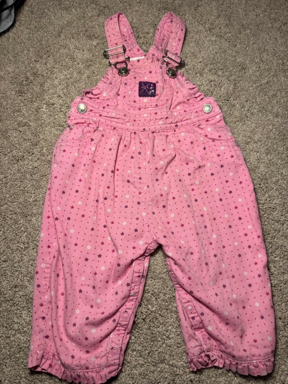 Vintage Gymboree Pink Print Girls Overalls Size 6-12 mos